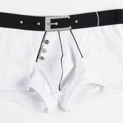 White Cotton Boxer with a black belt