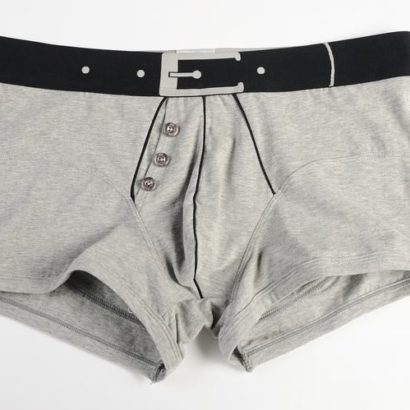 Gray Cotton Boxer with a Black Belt