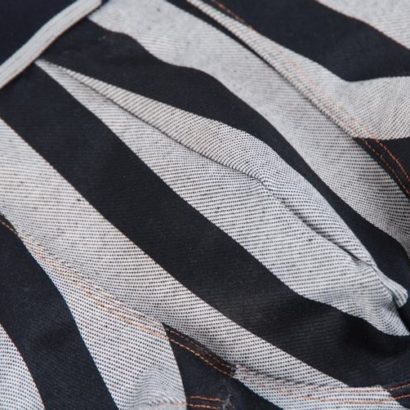 Striped gray and black cotton boxer with black belt