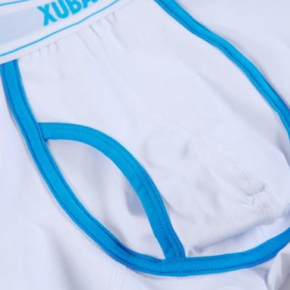 White Cotton Boxer with blue lines