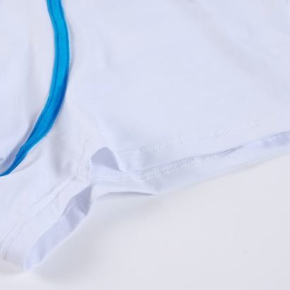 White Cotton Boxer with blue lines