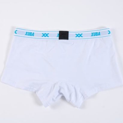 White Cotton Boxer with blue lines