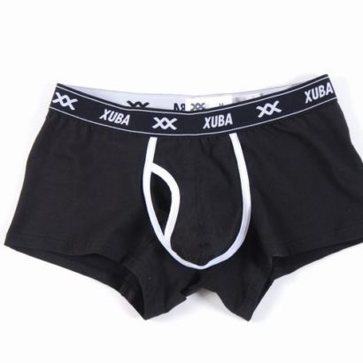 Black Cotton Boxer with white lines