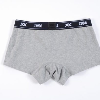 Gray cotton boxer with white lines and black belt