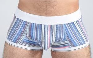 First class striped multi color blue and white cotton boxer