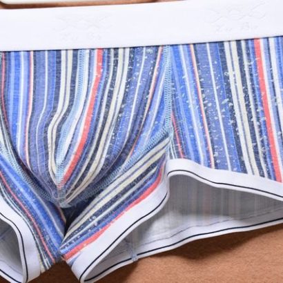 First class striped multi color blue and white cotton boxer