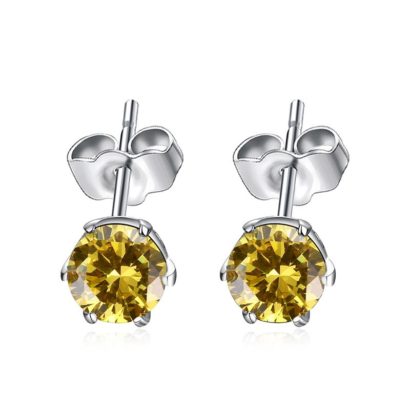 Silver 925 Earring decorated by yellow crystal bezel