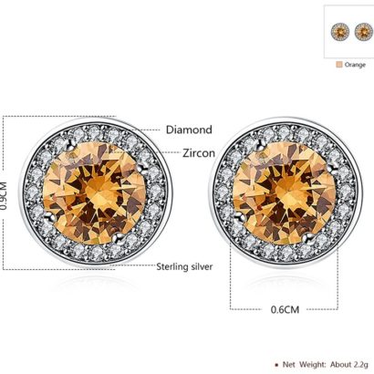 Silver 925 Earring decorated by brown crystal bezel