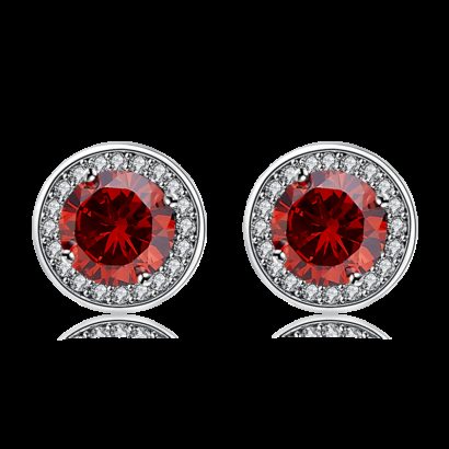 Silver 925 Earring decorated by red crystal bezel