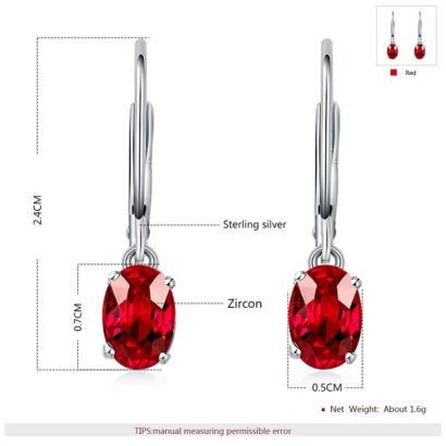 Silver 925 Earring decorated by red crystal bezel