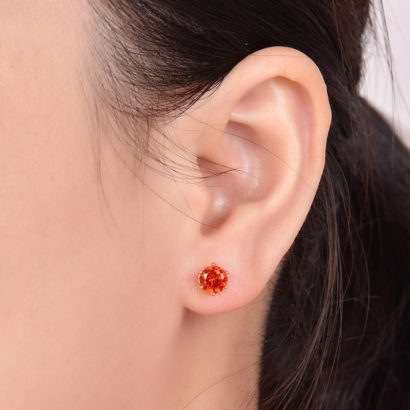 Silver 925 Earring decorated by red crystal bezel