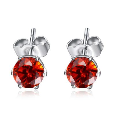 Silver 925 Earring decorated by red crystal bezel