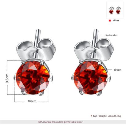 Silver 925 Earring decorated by red crystal bezel