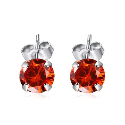 Silver 925 Earring decorated by red crystal bezel