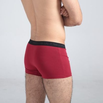 High class dark red cotton boxer with black belt