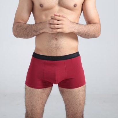 High class dark red cotton boxer with black belt