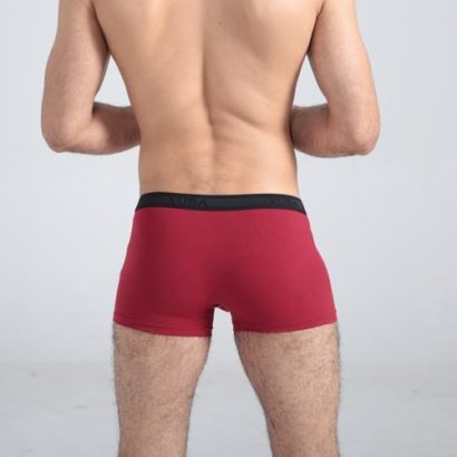 High class dark red cotton boxer with black belt