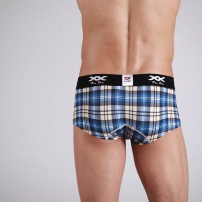 Plaid blue & offwhite Cotton Trunk Boxer