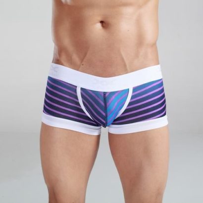 Striped blue & violet Cotton Trunk Boxer