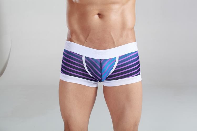 Striped blue & violet Cotton Trunk Boxer