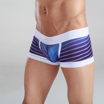 Striped blue & violet Cotton Trunk Boxer