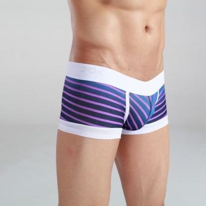 Striped blue & violet Cotton Trunk Boxer