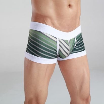 Striped emerald & grey Cotton Trunk Boxer