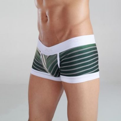 Striped emerald & grey Cotton Trunk Boxer