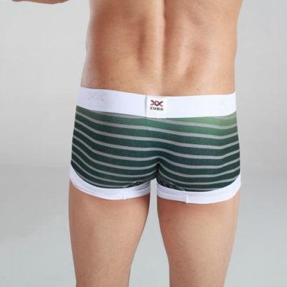 Striped emerald & grey Cotton Trunk Boxer