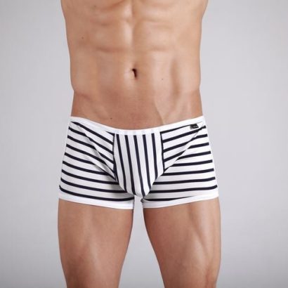 Striped Black & White opened side Cotton Trunk Boxer