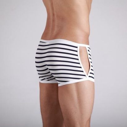 Striped Black & White opened side Cotton Trunk Boxer