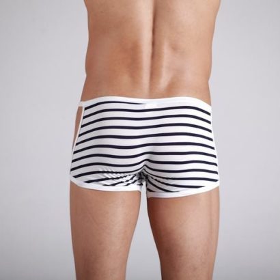 Striped Black & White opened side Cotton Trunk Boxer