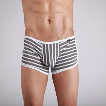 Striped White & Gray opened side Cotton Trunk Boxer