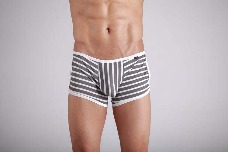 Striped White & Gray opened side Cotton Trunk Boxer