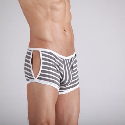 Striped White & Gray opened side Cotton Trunk Boxer