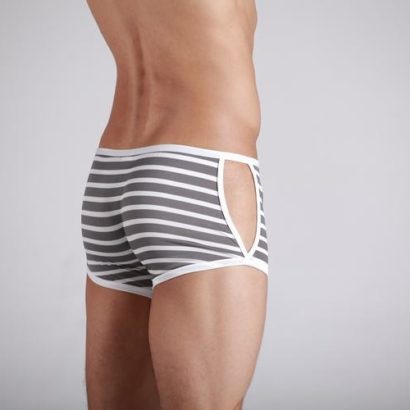 Striped White & Gray opened side Cotton Trunk Boxer