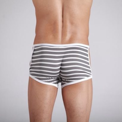 Striped White & Gray opened side Cotton Trunk Boxer