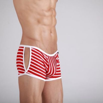 Striped Red & White opened side Cotton Trunk Boxer