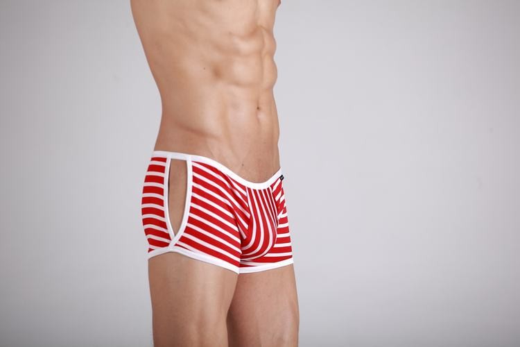 Striped Red & White opened side Cotton Trunk Boxer