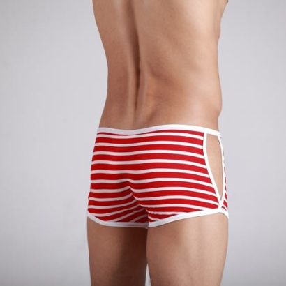 Striped Red & White opened side Cotton Trunk Boxer