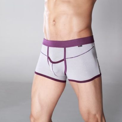 Gray Cotton Brief Boxer decorated with Pastel Violet line