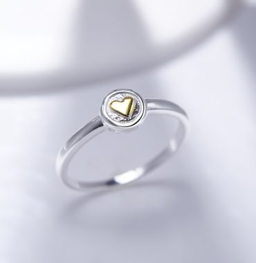 The Heart sterling silver ring plated with gold 18 k