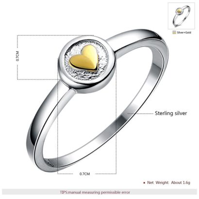 The Heart sterling silver ring plated with gold 18 k