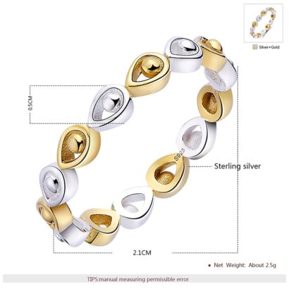 Water drop ring has an innovative design made from 925 silver and plated with pure gold 18k, for gifts