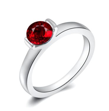 Top quality ring three times gold plated inlaid with swiss red zircon