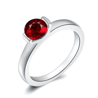 Top quality ring three times gold plated inlaid with swiss red zircon