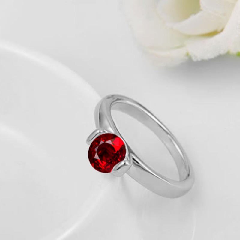 Top quality ring three times gold plated inlaid with swiss red zircon