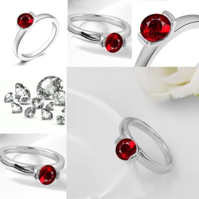 Top quality ring three times gold plated inlaid with swiss red zircon