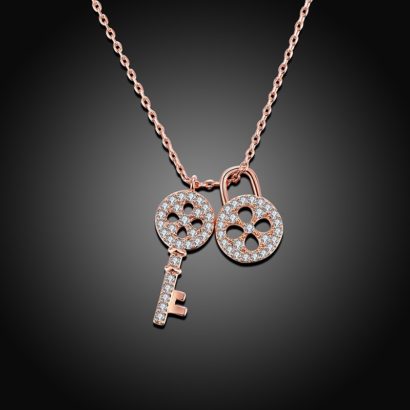Lock and Key necklace has a unique design and plated with gold