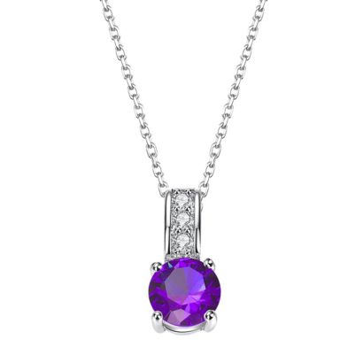 Necklace with unique design inlaid with a violet zircon